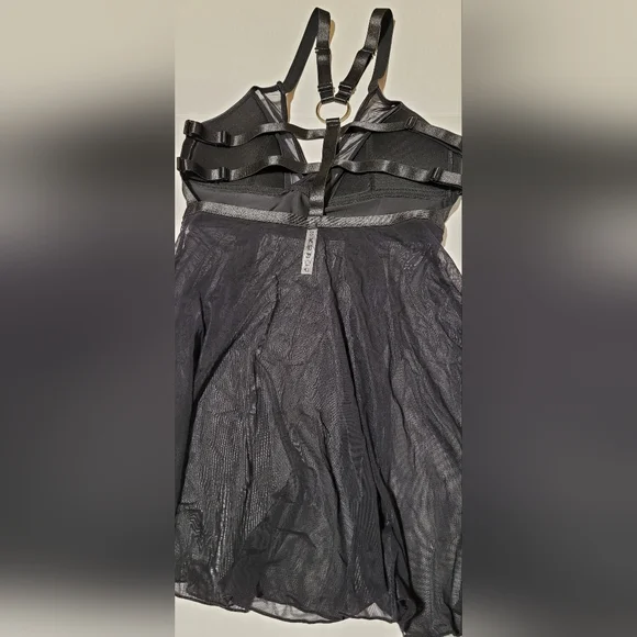 Coquette ~ Peep Show Babydoll ~ Black Gothic O-Ring Strappy Cage Lingerie - Picture 14 of 16